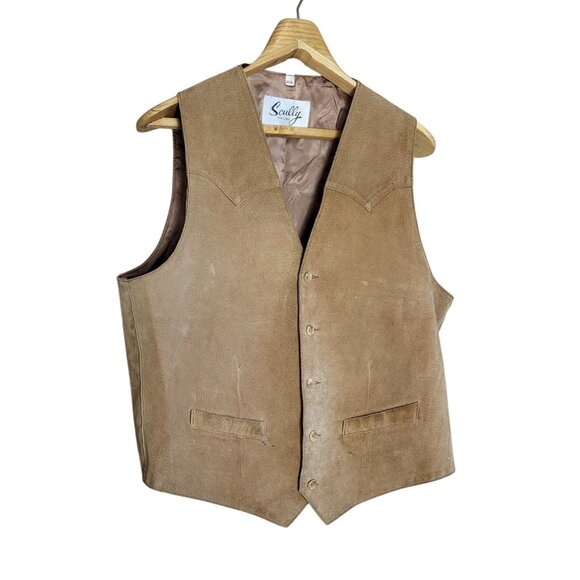 Scully Mens Western Suede Leather Vest Button Front Size 46 - Picture 1 of 10